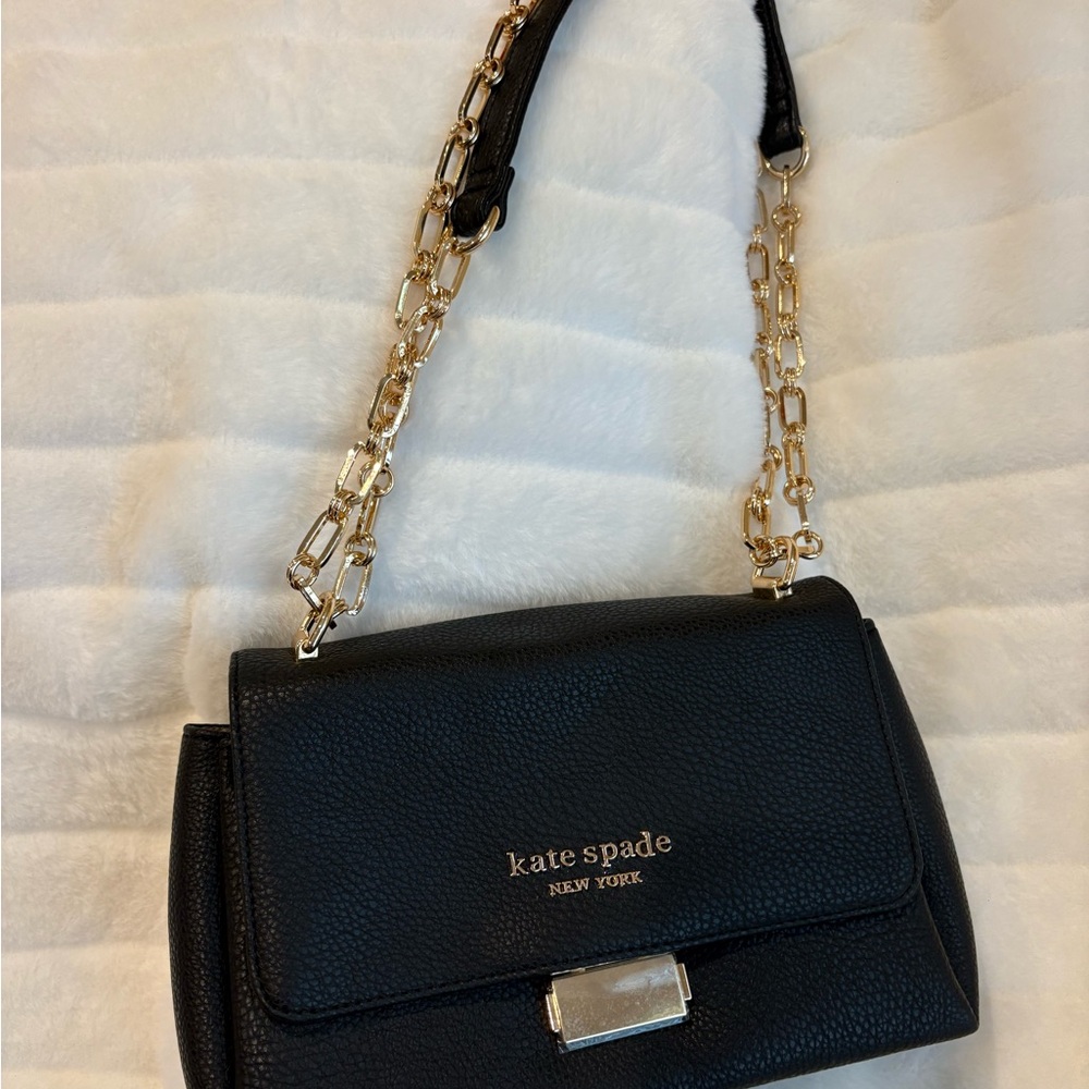 Kate Spade Black and Gold Leather Shoulder Bag